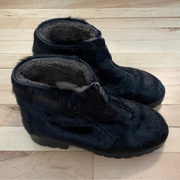 Vtg Pajar Black Seal Skin Genuine Shearling Lining Zip Ankle Boots - Sz 6.5 - Picture 3 of 14